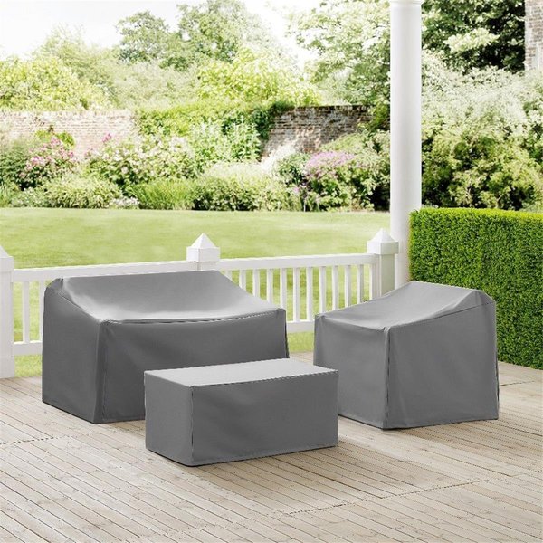 Crosley 3 Piece Furniture Cover Set With Loveseat; Chair & Coffee Table - Gray MO75003-GY